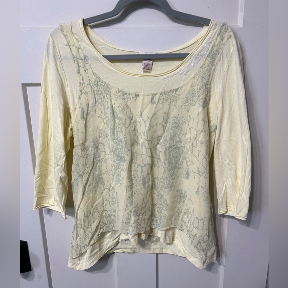 Sundance snake print sequin abstract Tee Womens Medium
